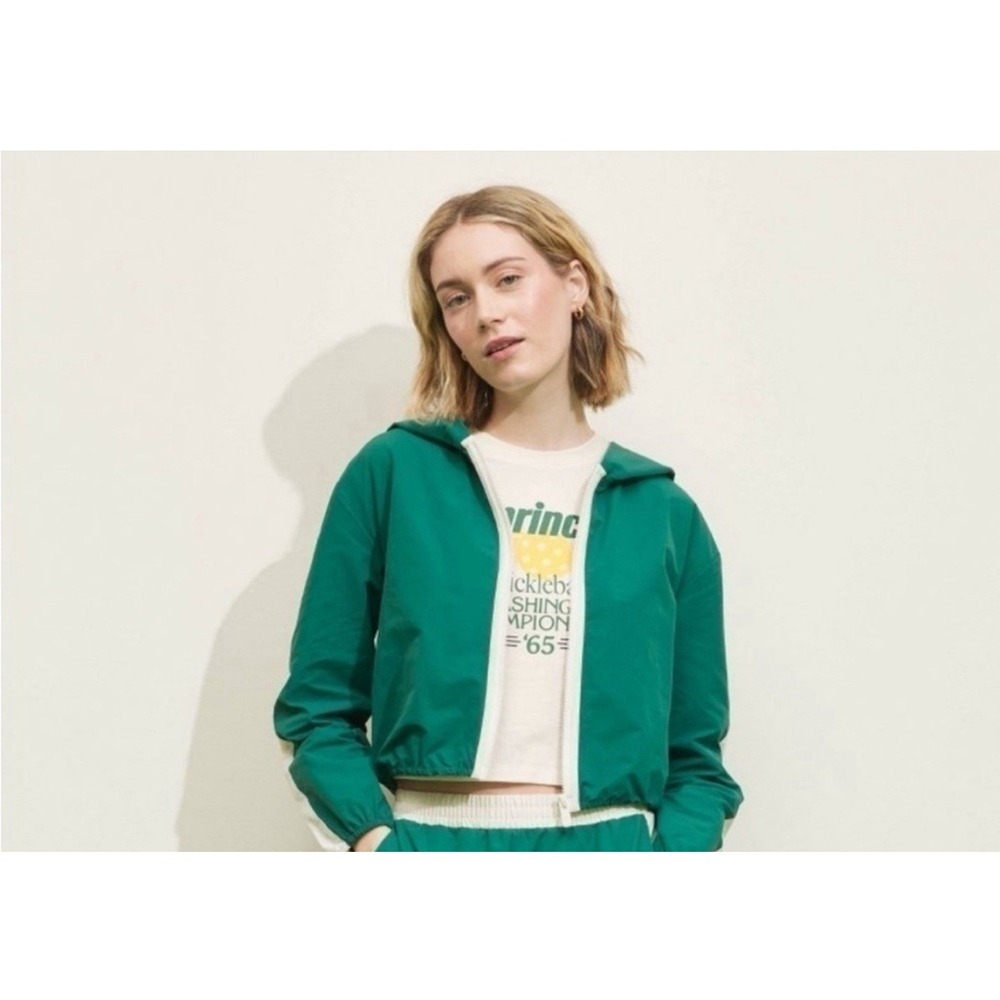 Women's Prince Pickleball Crop Jacket XXL Green Full Zip Windbreaker